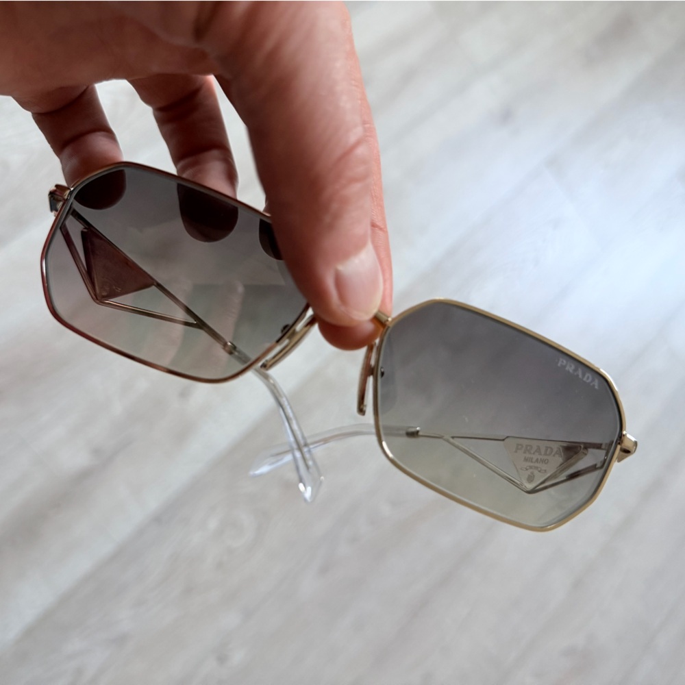 Prada Gold Hexagonal Sunglasses with Dark Lenses - Picture 7 of 12